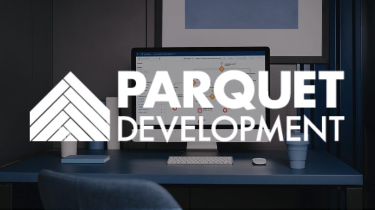 Salesforce flow builder with Parquet logo